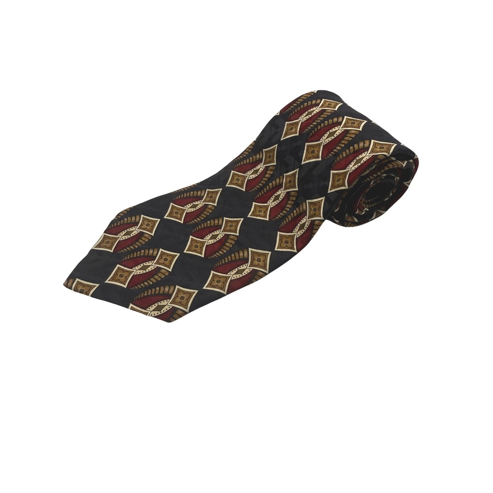 Robert Talbott Best of Class Silk Tie Black/Burgundy/Gold Geometric-2461